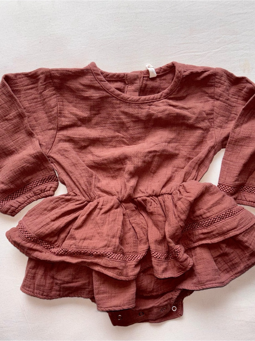 Quincy Mae Long-Sleeve Peplum Romper